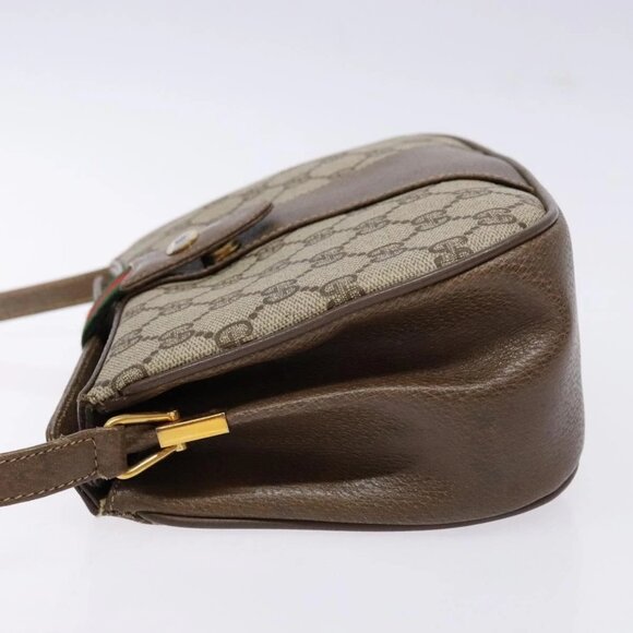 GUCCI GG Supreme Web Sherry Line Shoulder Bag PVC Beige - Picture 5 of 16